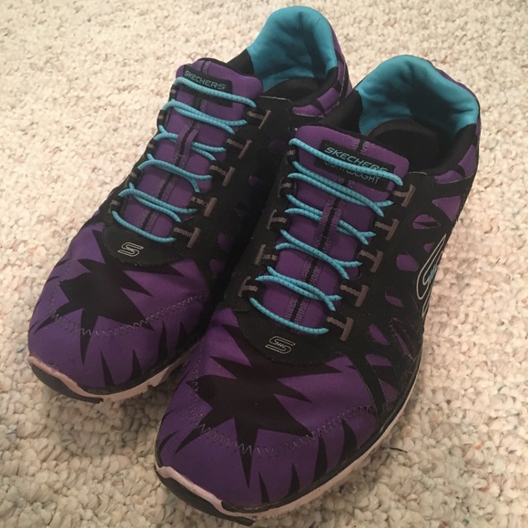 purple skechers slip on